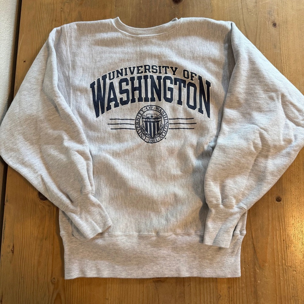 Vintage University of Washington Champion Reverse Weave Sweatshirt Medium Gray